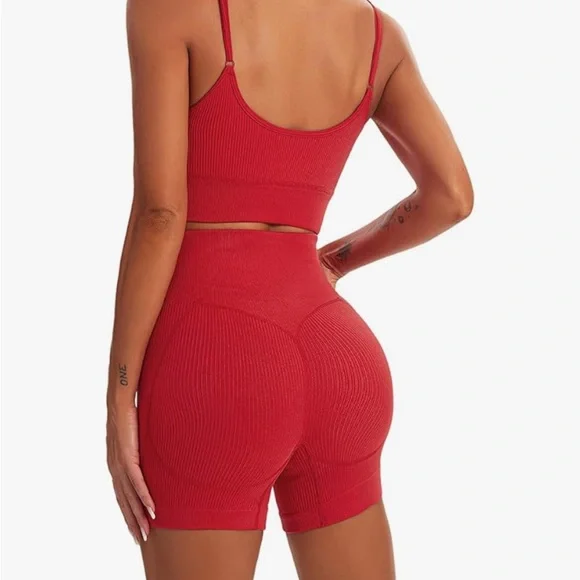 Red Ribbed 2-Piece Set - Picture 4 of 5